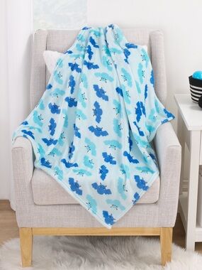Parents Choice Blue‎ Flying Bats Halloween Lightweight Baby Blanket Thin Fleece